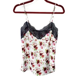 Victoria's Secret Satin & Lace Trim Floral Cami M